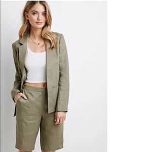 Olive Green linen Shorts